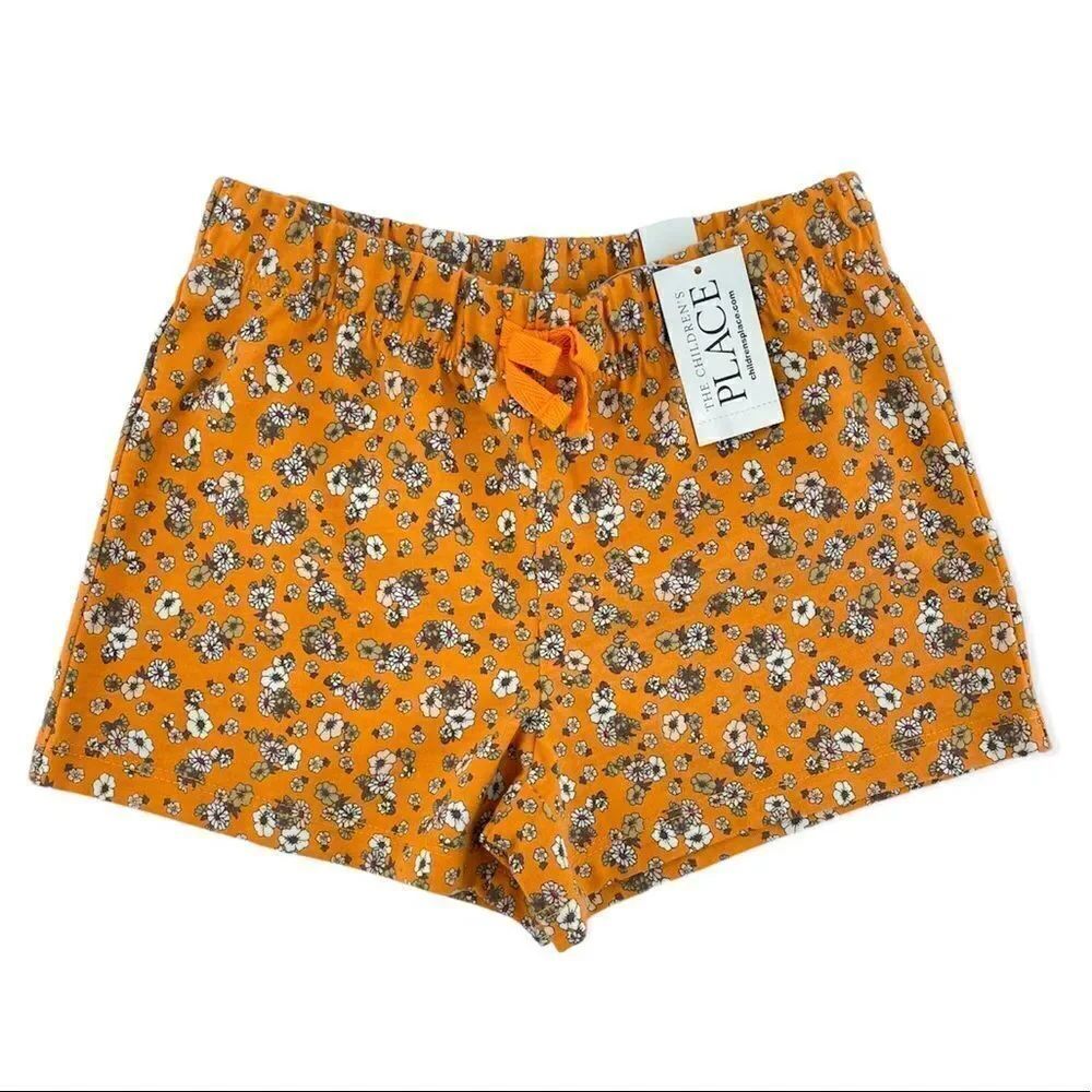 The Children’s Place Girl’s Orange Ditzy Floral Pull On Shorts Large